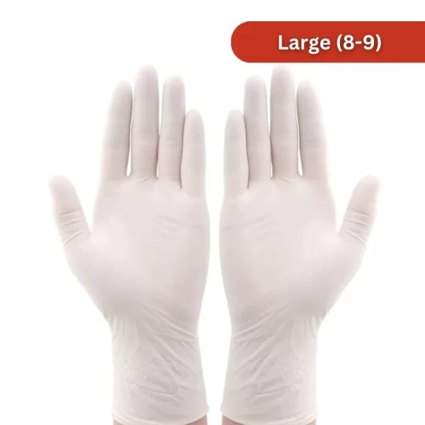 Master Gloves: Set van 100 Latex Wegwerphandschoenen in poedervorm - Maat L - Afbeelding 3
