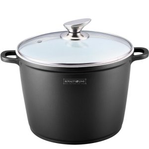 Royalty Line RL-AD24M: Marmer gecoate braadpan met glazen deksel - 24cm