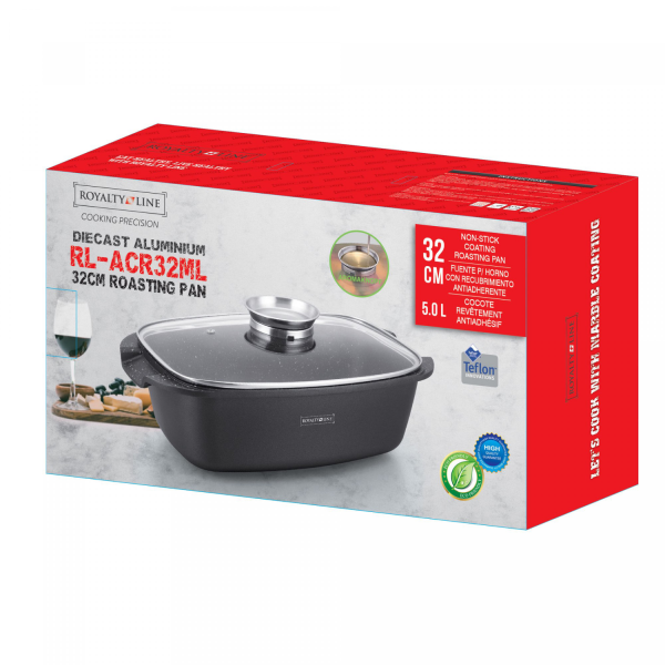Royalty Line RL-ACR32M: 32cm Marmeren Braadpan Met Coating - Afbeelding 4