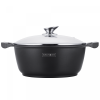 Royalty Line RL-BS28M: Kookpan Met Marmercoating En Glazen Deksel - 28 cm