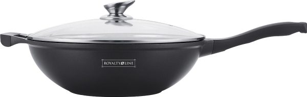 Royalty Line RL-BW32M; 32 cm Marble Coating Wok met glazen afdekplaat - Afbeelding 2