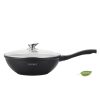 Royalty Line RL-BW32M; 32 cm Marble Coating Wok met glazen afdekplaat