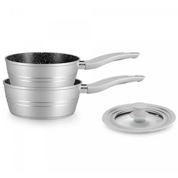 Royalty Line RL-FS2M: 3-Delige Steelpannenset Met Marmeren Coating Zwart - Afbeelding 3