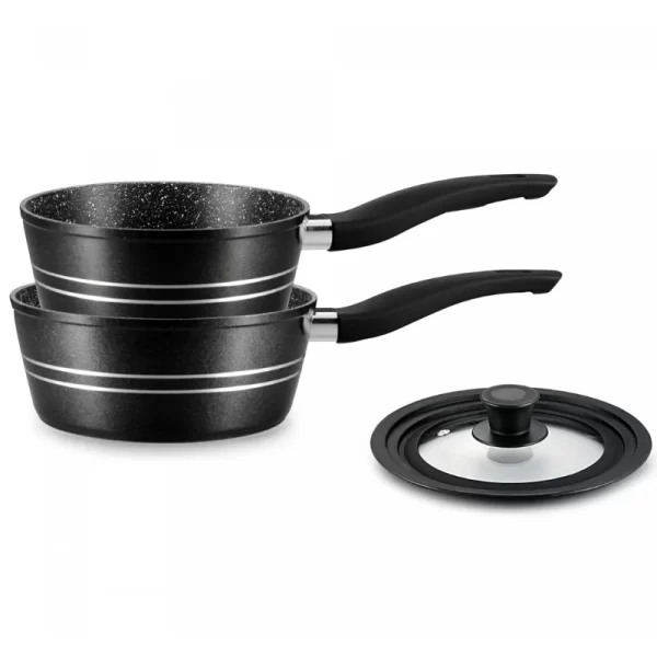 Royalty Line RL-FS2M: 3-Delige Steelpannenset Met Marmeren Coating Zwart - Afbeelding 4