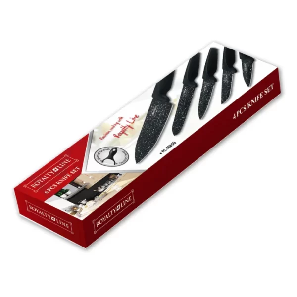 Royalty Line RL-MB3B: 3-Delige Marmeren Gecoate Keuken Messenset Met Zak Messenslijper - Afbeelding 3
