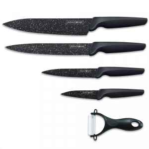 Royalty Line RL-MB4: 4-Delige messenset met marmercoating en gratis keramische dunschiller