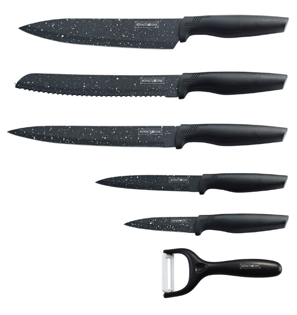 Royalty-Line RL-MB5: Non-Stick coating Knife Set 5PCS Zwart