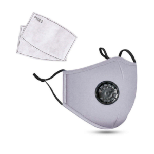 PM2.5M: Wasbaar Katoenen Masker Met Carbon 2-Filters Grijs