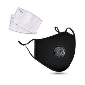 PM2.5M: Wasbaar Katoenen Masker Met Carbon 2-Filters Zwart