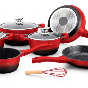 Royalty Line RL-BS1010M: 13-Delige Pannenset met Keramische Coating Rood/Zwart