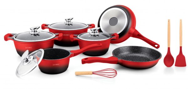 Royalty Line RL-BS1010M: 13-Delige Pannenset met Keramische Coating Rood/Zwart