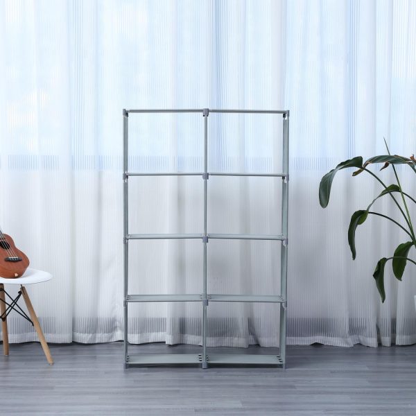 Herzberg HG-03626: 8-Lagig Multifunctioneel Boekenrek en Opbergrek (85x125cm) - Grijs - Afbeelding 2