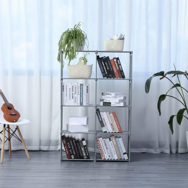 Herzberg HG-03626: 8-Lagig Multifunctioneel Boekenrek en Opbergrek (85x125cm) - Grijs - Afbeelding 3