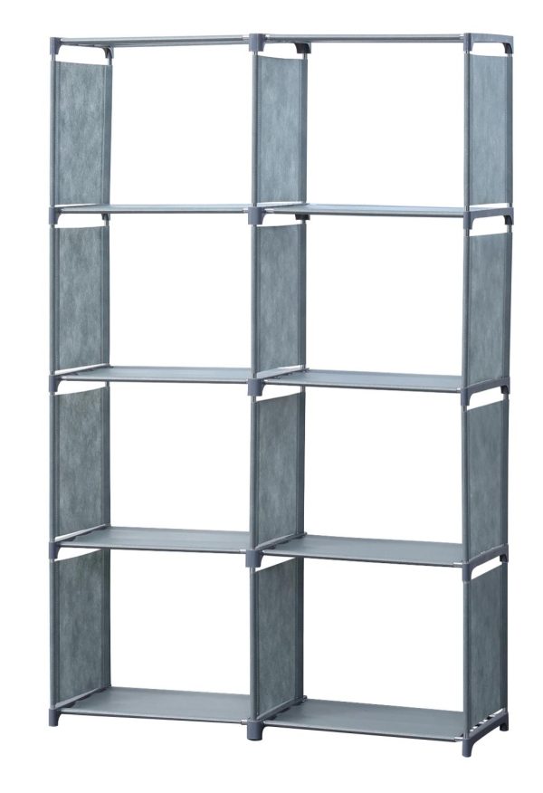 Herzberg HG-03626: 8-Lagig Multifunctioneel Boekenrek en Opbergrek (85x125cm) - Grijs