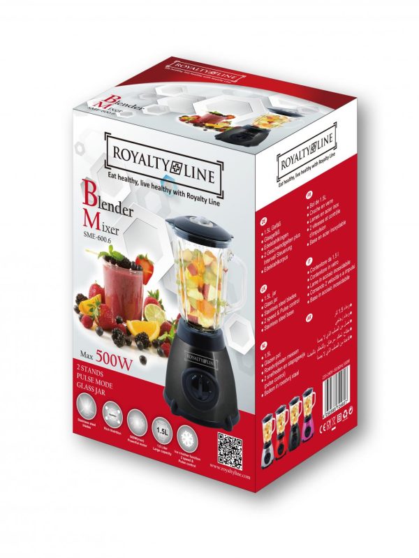 Royalty Line RL SME-600.6: Blender Mixer met molen - Zwart - Afbeelding 3