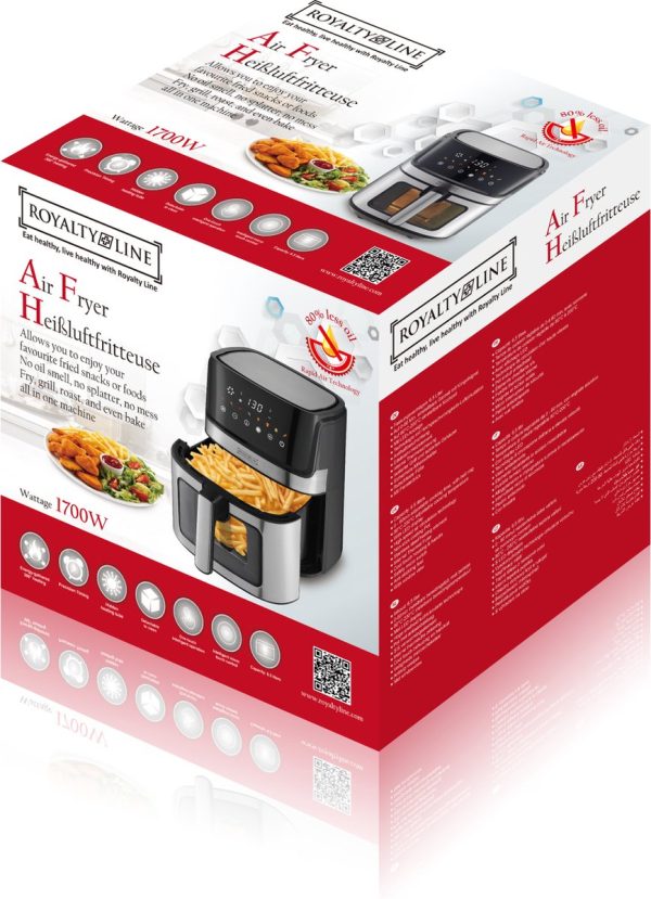 Royalty Line AF21708D: 1700W Digitale Airfryer XXL 6,5 Liter - Zwart - Afbeelding 3