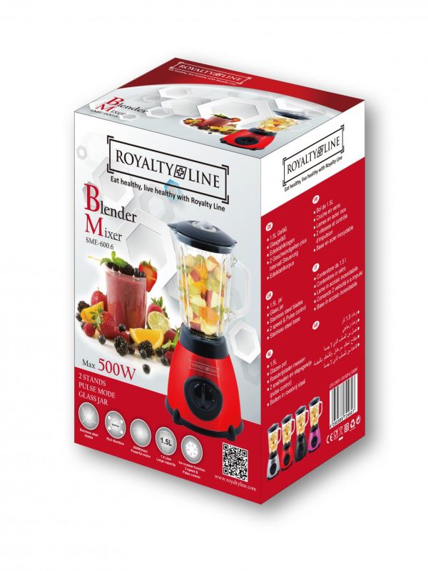 Royalty Line RL SME-600.6: Blender Mixer Met Grinder - Rood - Afbeelding 3