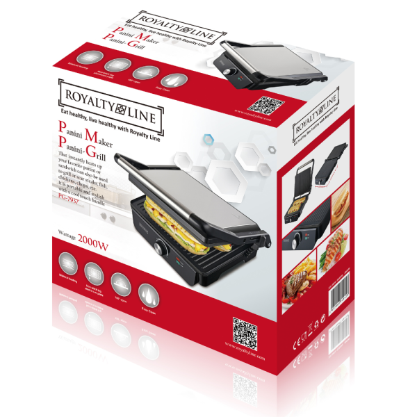 Royalty Line RL-PG7937: Panini / Contactgrill - 2000W - Afbeelding 3