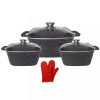 Cheffinger CF-SQC01: 6 Stuks Marmeren Kookgerei Met Keukenhandschoenen