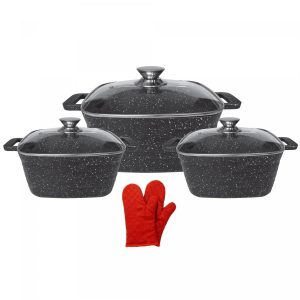 Cheffinger CF-SQC01: 6 Stuks Marmeren Kookgerei Met Keukenhandschoenen