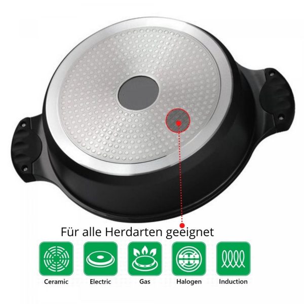 Cheffinger CF-TAJ28: 28cm Tajine Gegoten Aluminium Met Marmercoating - Afbeelding 4