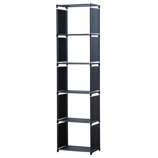 Herzberg HG-03336: 5-Laags Multifunctionele Boekenplank en Opbergrek (42x153cm) - Zwart