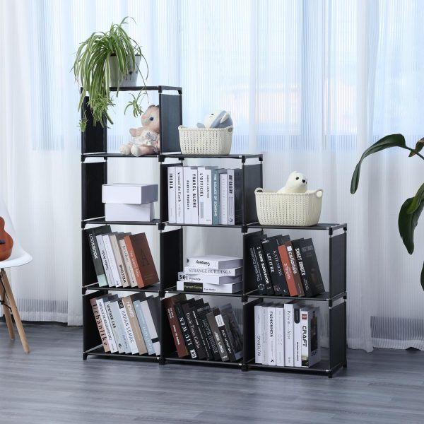 Herzberg HG-03350: 9-Laags Trapplank Boekenkast Opbergrek (125x125cm) - Zwart - Afbeelding 3