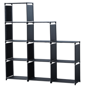 Herzberg HG-03350: 9-Laags Trapplank Boekenkast Opbergrek (125x125cm) - Zwart