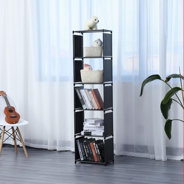 Herzberg HG-03336: 5-Laags Multifunctionele Boekenplank en Opbergrek (42x153cm) - Zwart - Afbeelding 3