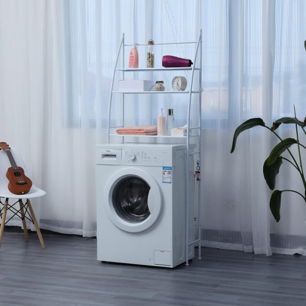Herzberg HG-03589: 3-Laags Wasmachine- en Badkameropbergplankorganizer - zwart - Afbeelding 3