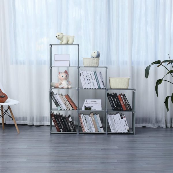 Herzberg HG-03633: 9-Laags Trapplank Boekenkast Opbergrek (125x125cm) - Grijs - Afbeelding 2