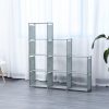 Herzberg HG-03633: 9-Laags Trapplank Boekenkast Opbergrek (125x125cm) - Grijs - Afbeelding 4