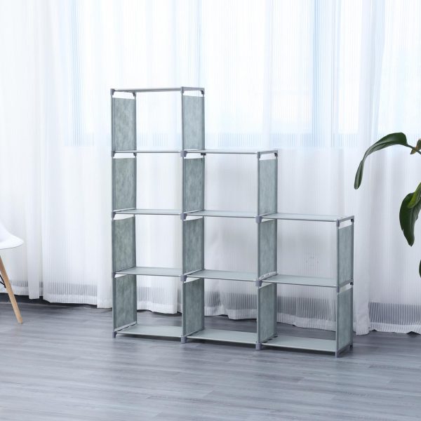 Herzberg HG-03633: 9-Laags Trapplank Boekenkast Opbergrek (125x125cm) - Grijs - Afbeelding 4