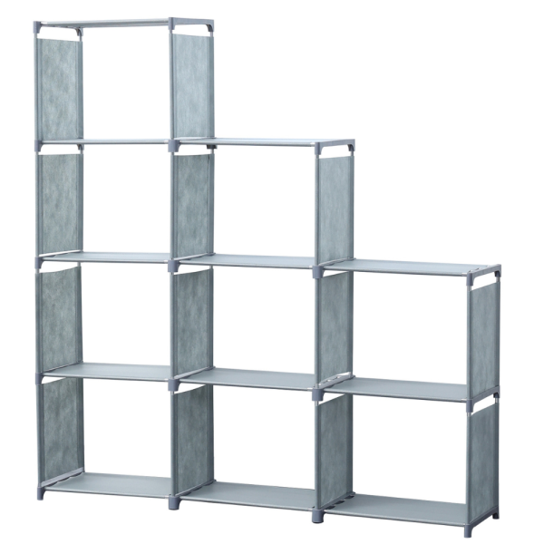 Herzberg HG-03633: 9-Laags Trapplank Boekenkast Opbergrek (125x125cm) - Grijs