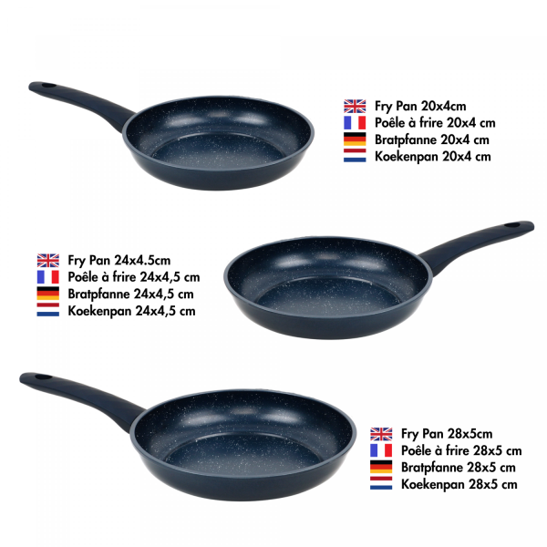 Herzberg HG-04777BLU: 3-Delige Met Marmer Gecoate Gesmede Koekenpannenset - Blauw - Afbeelding 4