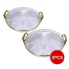 Rosenberg RB01-6597T: 2-delige ronde serveerschaal met gouden handgrepen - Afbeelding 3
