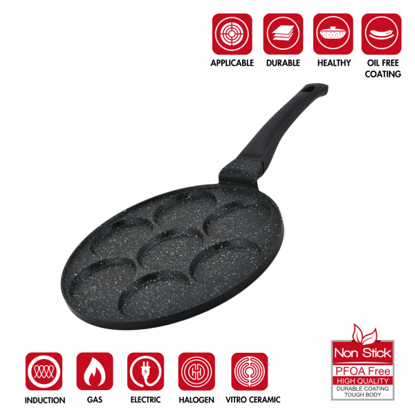 Herzberg HG-CP267HO: 26cm Pannenkoek- En Crêpepan Met Marmeren Coating - 7 Gladde Gleuven - Afbeelding 4