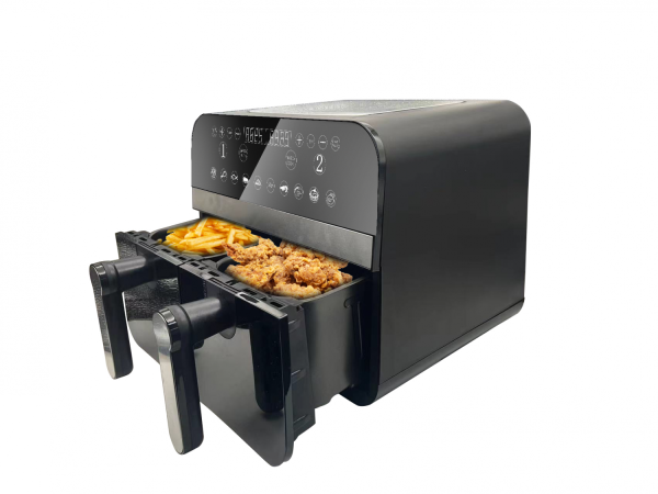 Comfy Nest CN-AFD45NB: 2400W Zwarte Dubbele Mand Digitale Airfryer - 9L - Afbeelding 2
