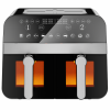 Comfy Nest CN-AFD45WB: 2400W Zwarte Digitale Airfryer met Dubbele Mand en Venster - 9L