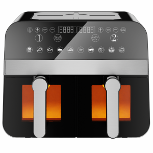 Comfy Nest CN-AFD45WB: 2400W Zwarte Digitale Airfryer met Dubbele Mand en Venster - 9L