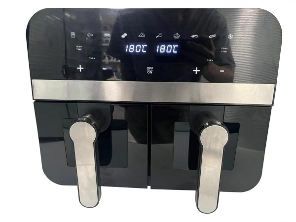 Comfy Nest CN-AFD45WB: 2400W Zwarte Digitale Airfryer met Dubbele Mand en Venster - 9L - Afbeelding 3