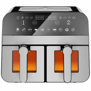 Comfy Nest CN-AFD45WS: 2400W Dubbele Mand Digitale S/S Airfryer met Venster - 9L