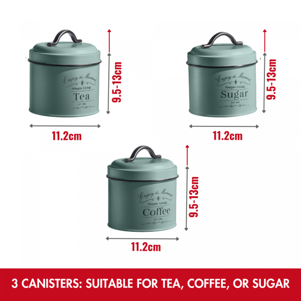 Herzberg HG-04425: 4-delige Vintage Brooddoos en Canister Set - Saliegroen - Afbeelding 4