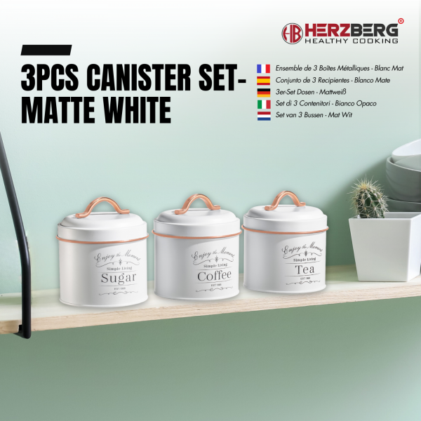 Herzberg HG-04432: 3-Delige Vintage Inbakerset - Wit + Roségoud sierrand - Afbeelding 2