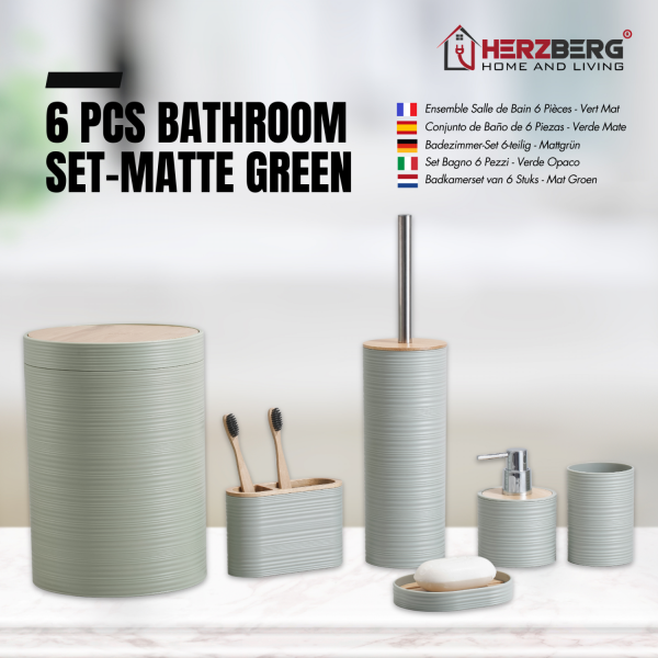 Herzberg HG-04449: 6-Delige Bamboeset - Saliegroen - Afbeelding 2