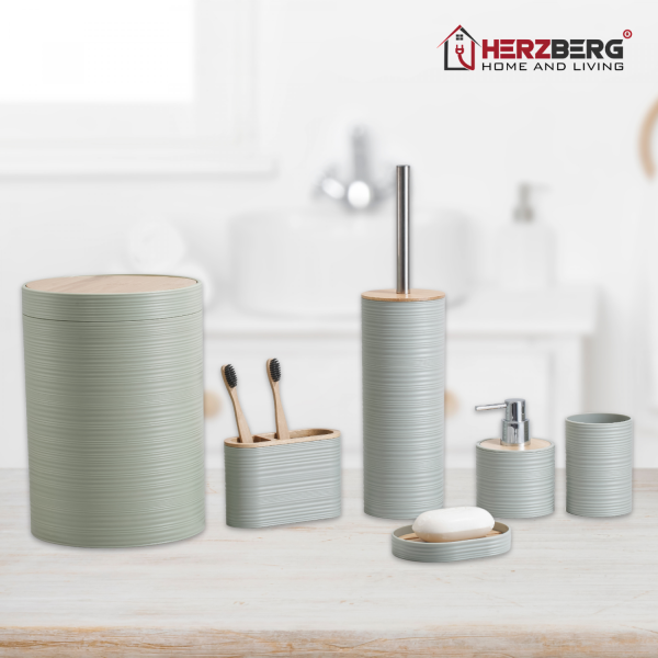 Herzberg HG-04449: 6-Delige Bamboeset - Saliegroen - Afbeelding 3