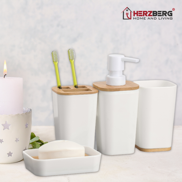 Herzberg HG-04463: 6-delige Bamboeset - Mat Crèmekleurig - Afbeelding 2