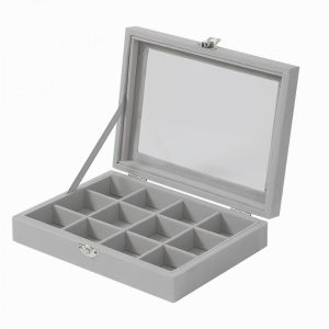 Herzberg HG-05309: Elegante Sieradenorganizer met Glazen Deksel en 12 Compartimenten