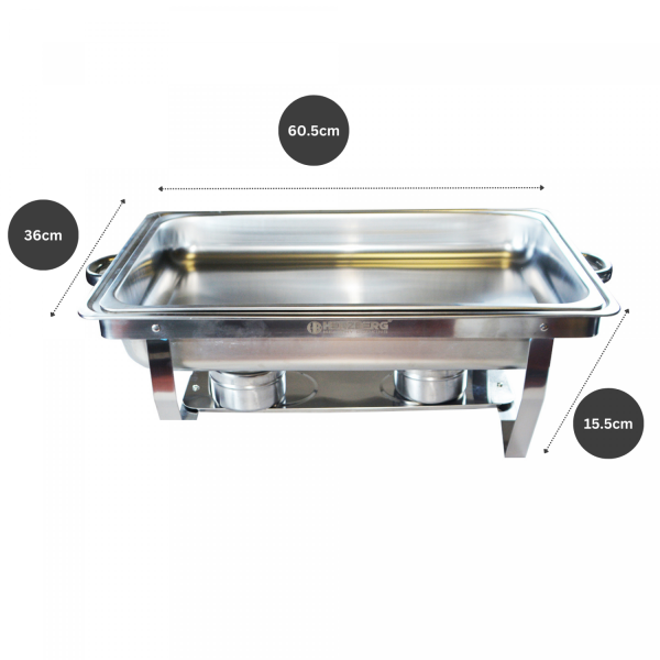 Herzberg HG-8022-1: 9 Kw roestvrijstalen Chafing Dish - 1 verpakking - Afbeelding 4