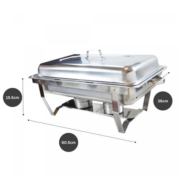 Herzberg HG-8022-3: Professionele Chafing Dish - 3 Delen 1/3rd Voedselpan - Afbeelding 4